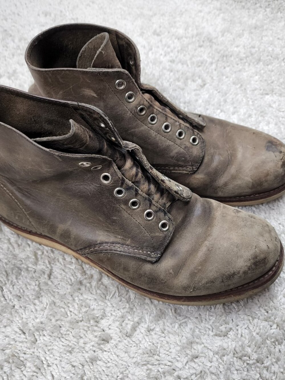 Red Wing 8152 Heritage Classic Round Toe Grey Leather Size US 10 USA no Laces